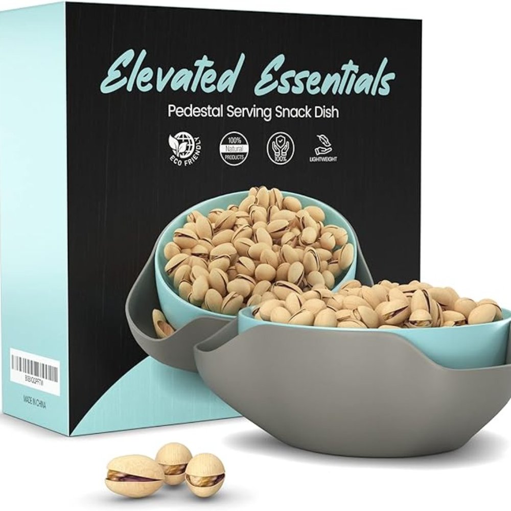 Bowl By Elevated Essentials - Double Dish Serving Bowl with Shell Storage